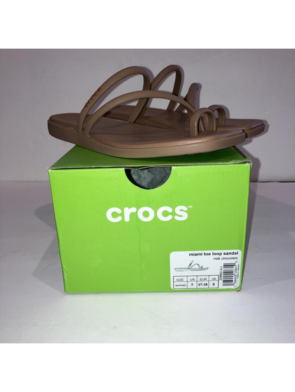 Crocs Miami Toe Loop Sandal Milk Chocolate Women’s Size 7 NEW In Box